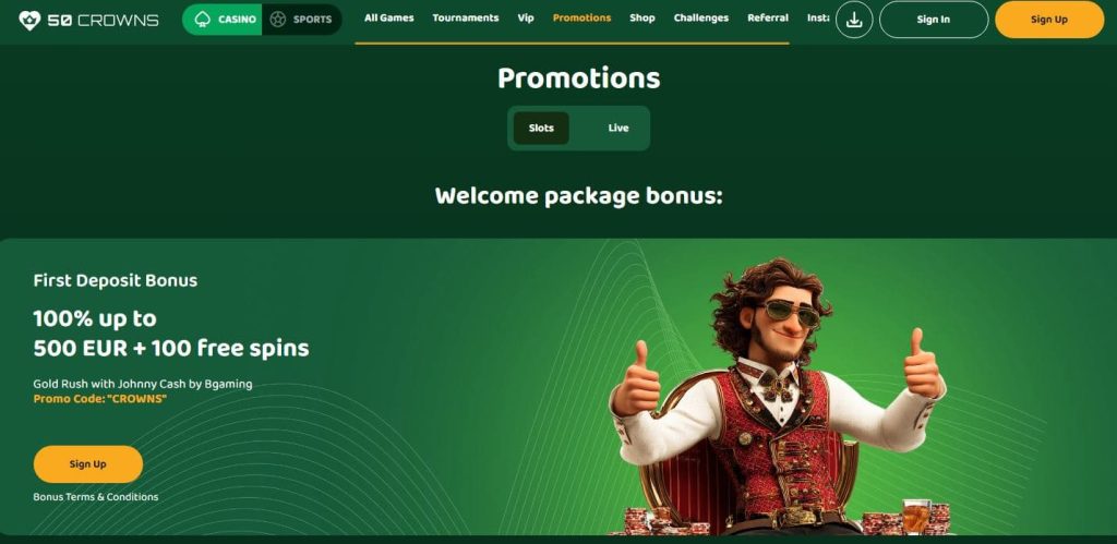 50 crowns casino bonus